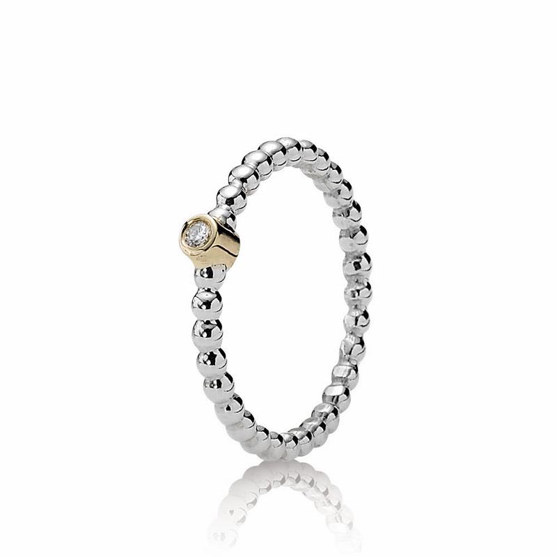 Pandora Evening Star Diamond Stackable Ring - Two Tone/Diamond H/Vs - Canada | SN6837RN